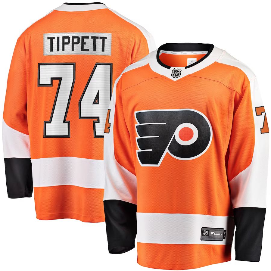 Men Philadelphia Flyers #74 Owen Tippett Fanatics Branded Orange Home Breakaway Player NHL Jersey
